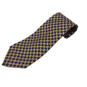USA Tommy Hilfiger Necktie Diamond Gold Blue Silk